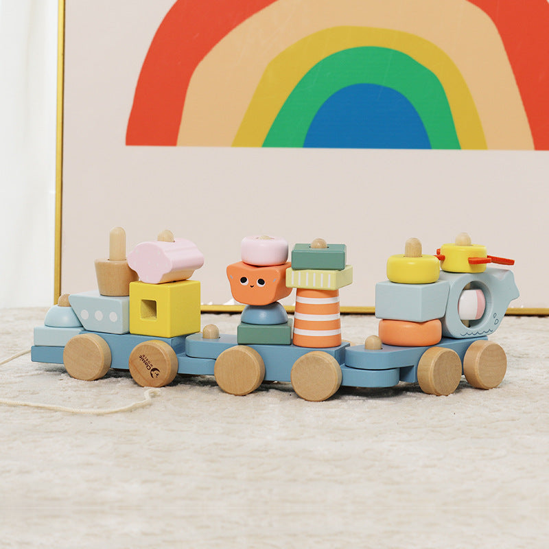 Montessori Holz Zug – Stapelbares Lernspielzeug für Kinder