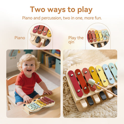 2-in-1 Holz Xylophon & Klavier für Kinder – Musikinstrument