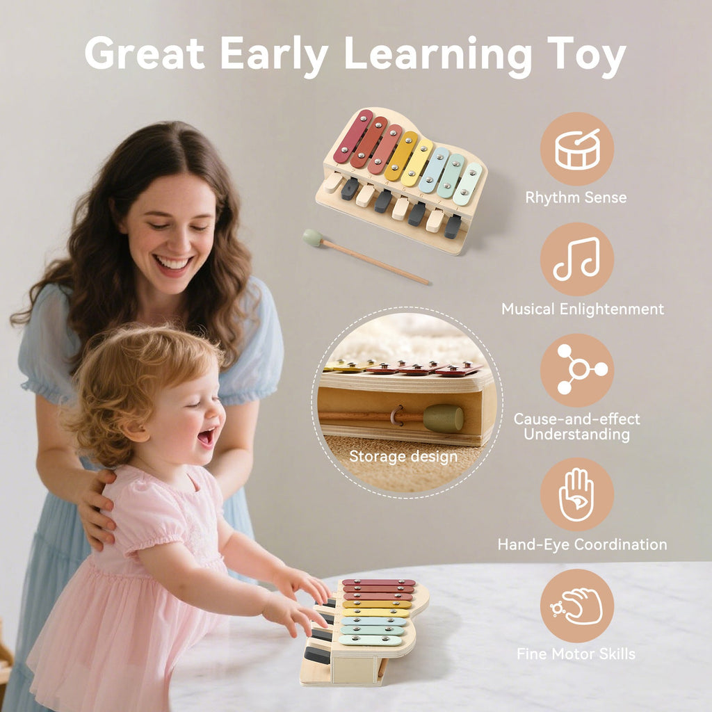 2-in-1 Holz Xylophon & Klavier für Kinder – Musikinstrument