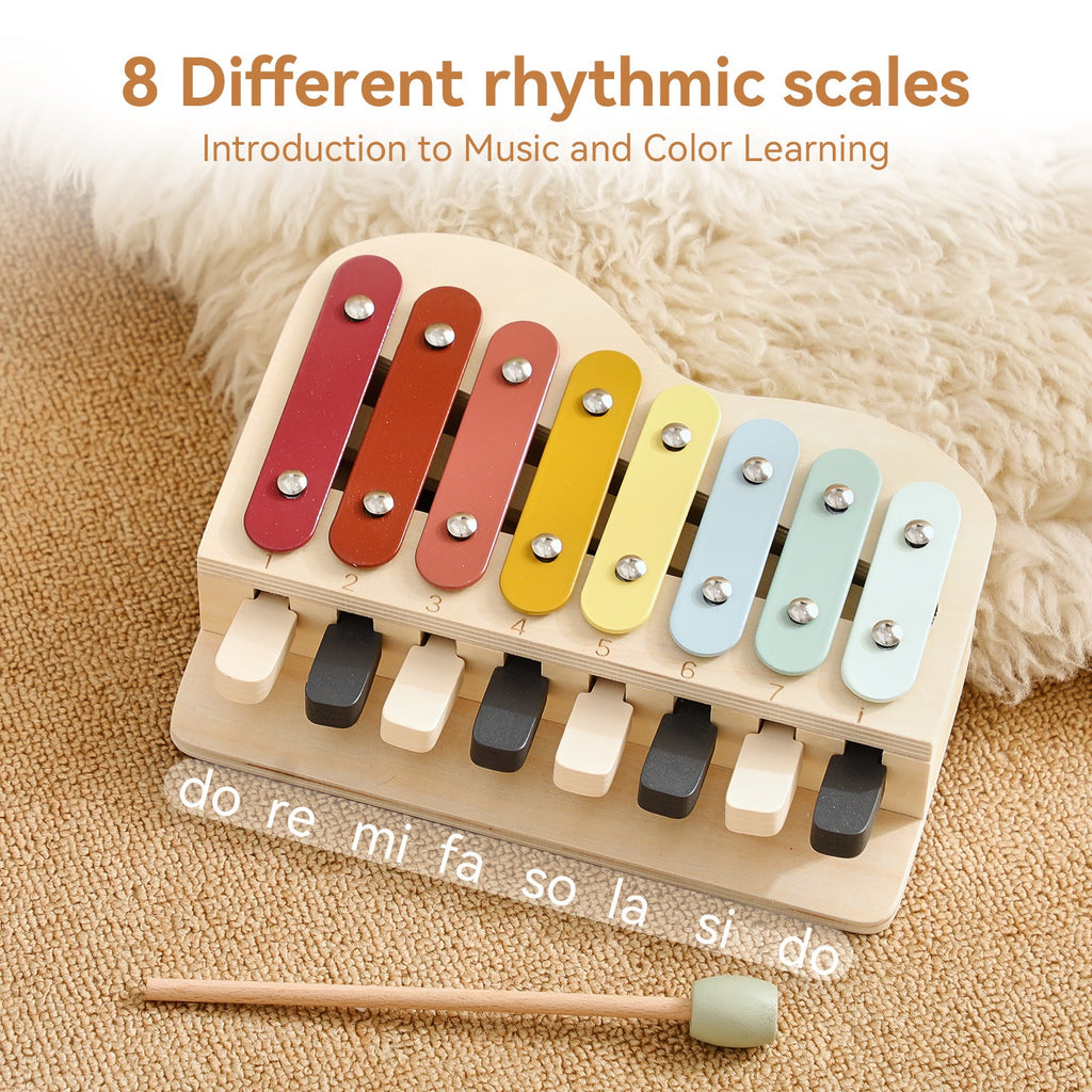 2-in-1 Holz Xylophon & Klavier für Kinder – Musikinstrument