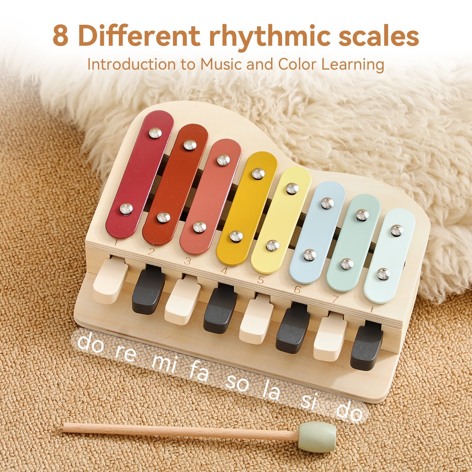 2-in-1 Holz Xylophon & Klavier für Kinder – Musikinstrument