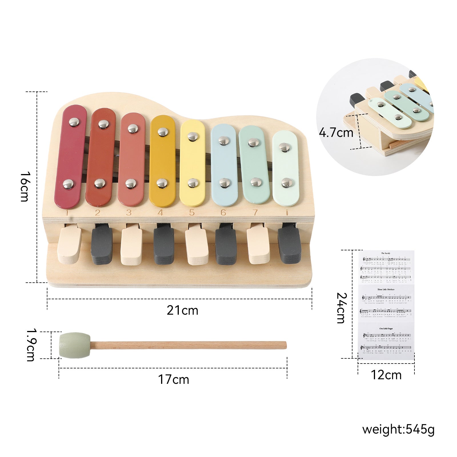 2-in-1 Holz Xylophon & Klavier für Kinder – Musikinstrument