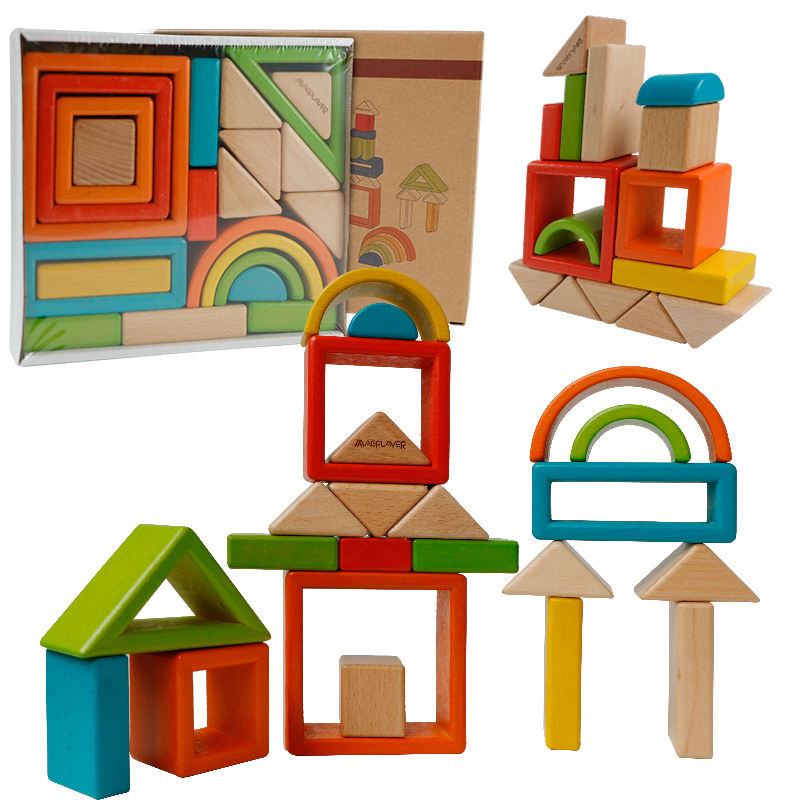 Montessori Holzbausteine Regenbogen Set