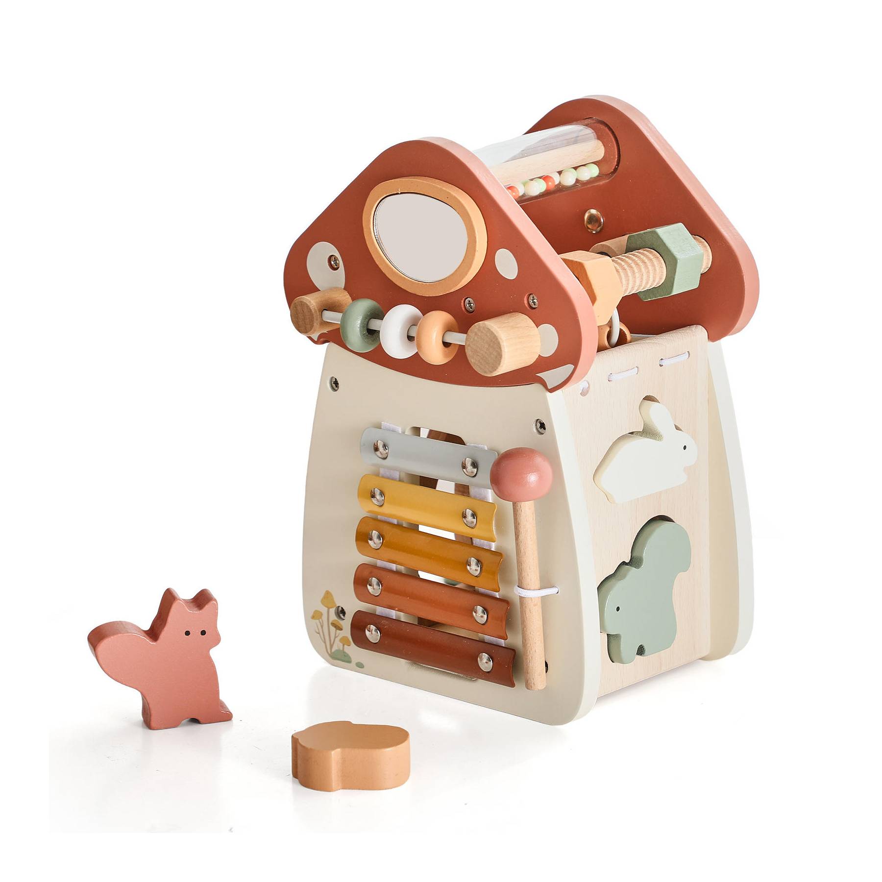 Montessori Busy Box Holz – Musik & Sensorik-Spielkiste