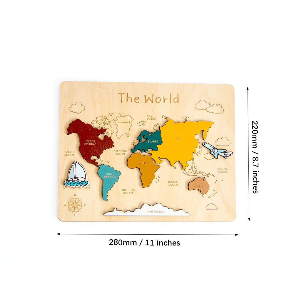 Montessori Holzpuzzle Weltkarte – Geografie-Lernspiel