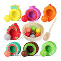 Früchte-Sortierspiel aus Holz – Becher, Kugeln & Löffel