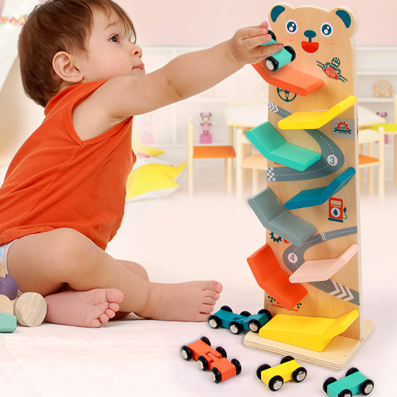 Montessori Rennbahn Bärchen – 4 Autos
