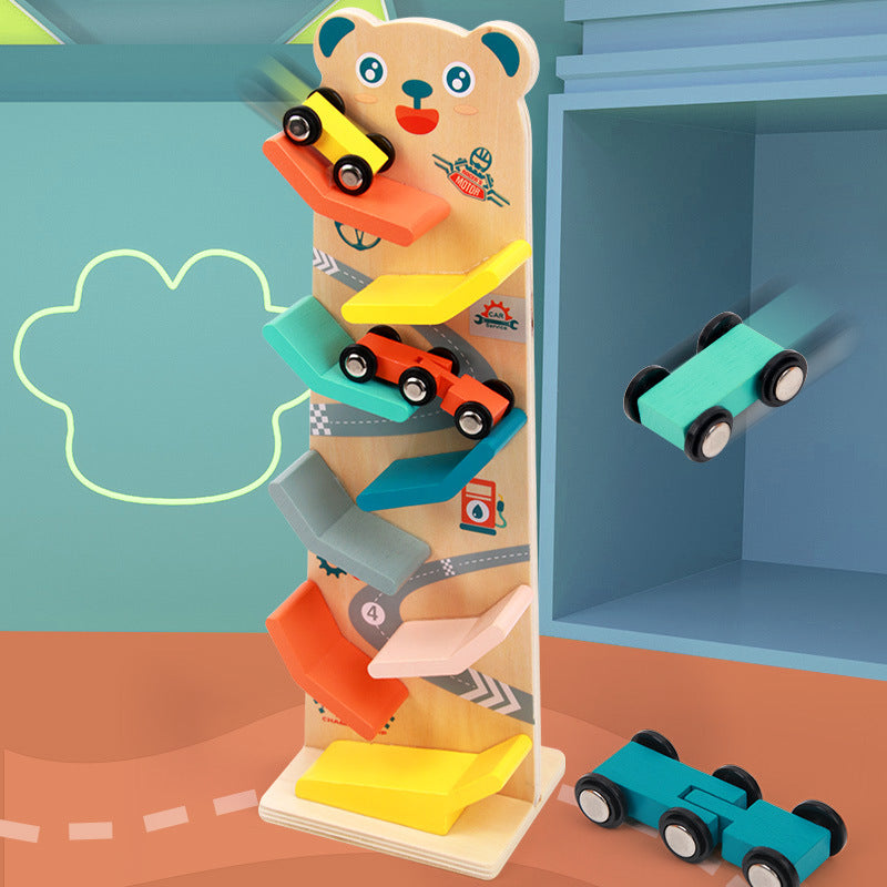 Montessori Rennbahn Bärchen – 4 Autos