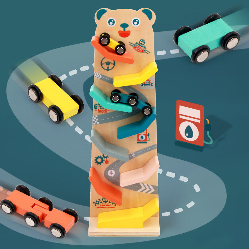 Montessori Rennbahn Bärchen – 4 Autos