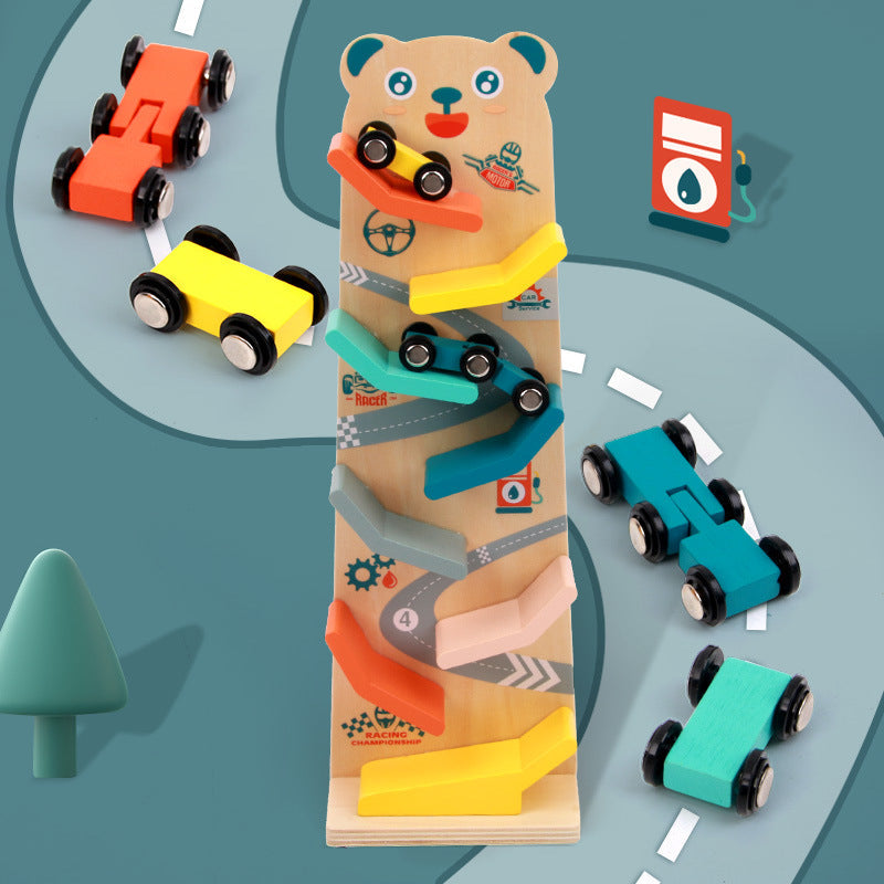 Montessori Rennbahn Bärchen – 4 Autos