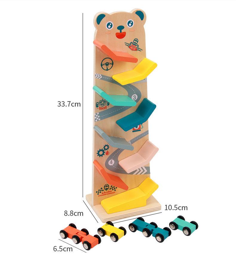 Montessori Rennbahn Bärchen – 4 Autos