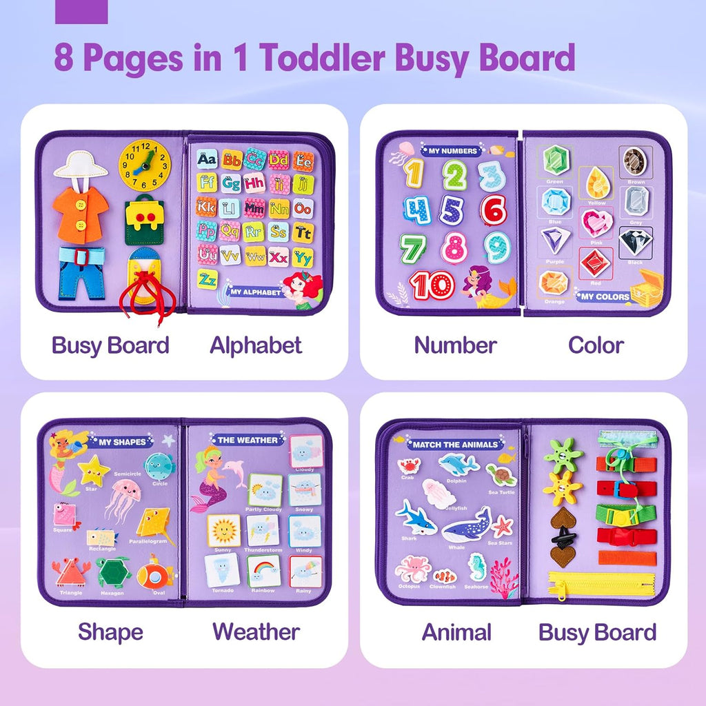 Montessori Busy Board/Quiet Book 8-seitig – Meerjungfrau