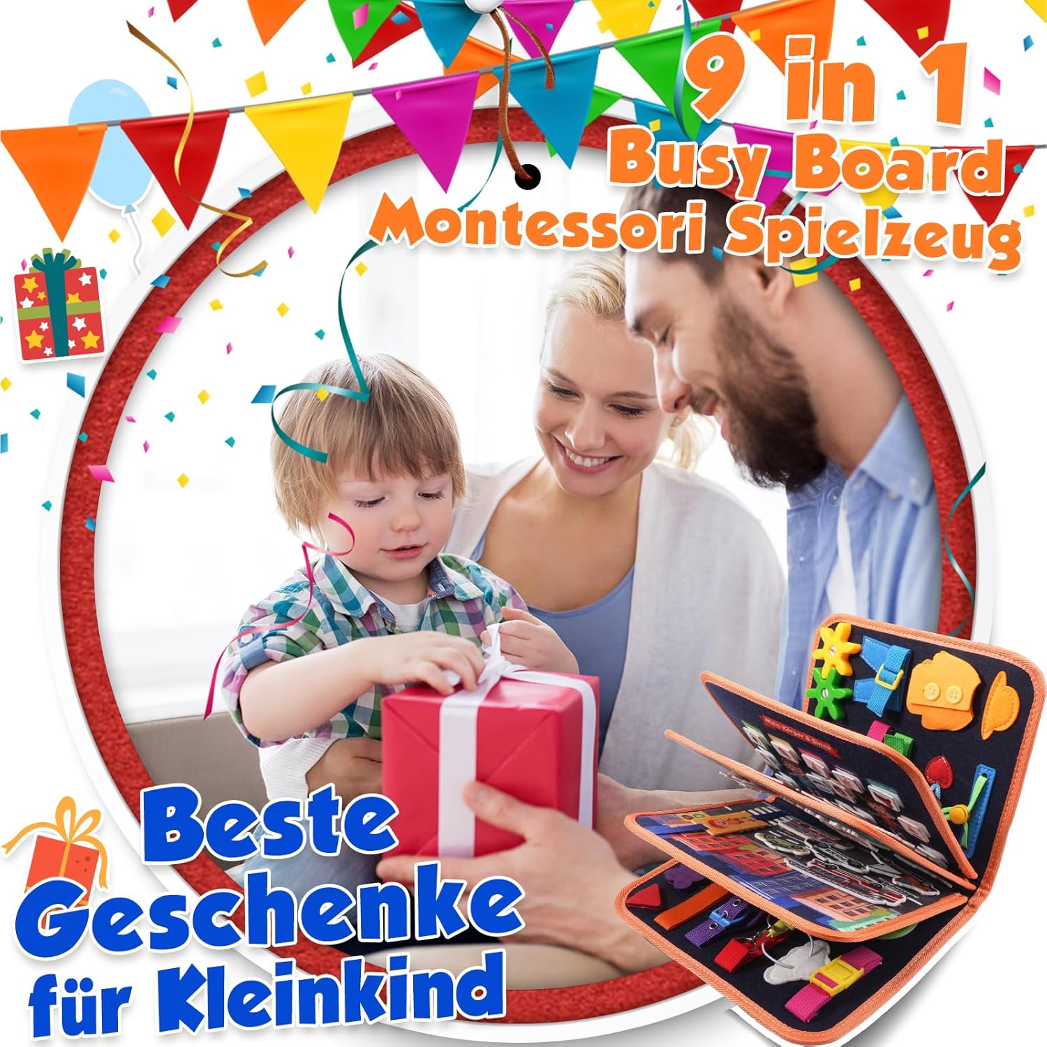 Montessori Busy Board/Quiet Book 8-seitig – Tierparty