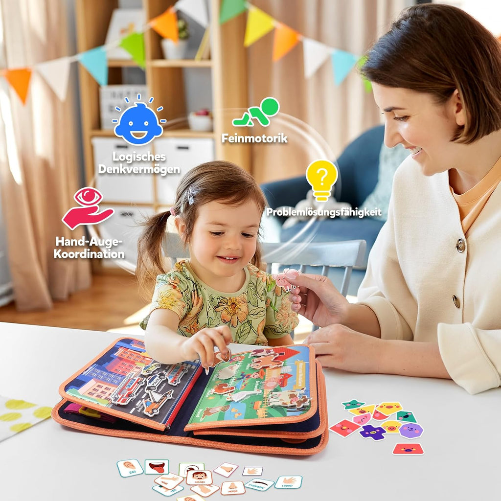 Montessori Busy Board/Quiet Book 8-seitig – Tierparty