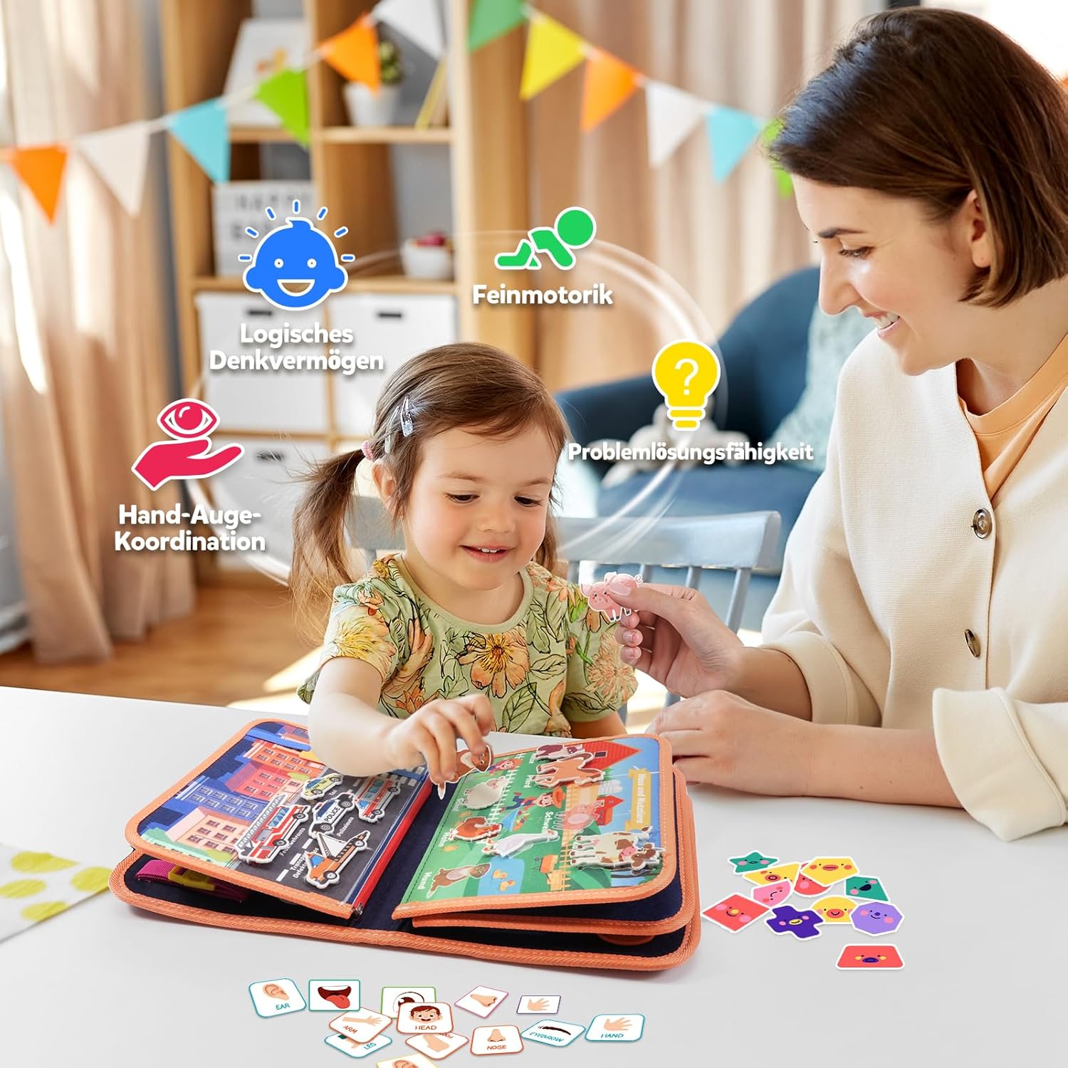 Montessori Busy Board/Quiet Book 8-seitig – Tierparty