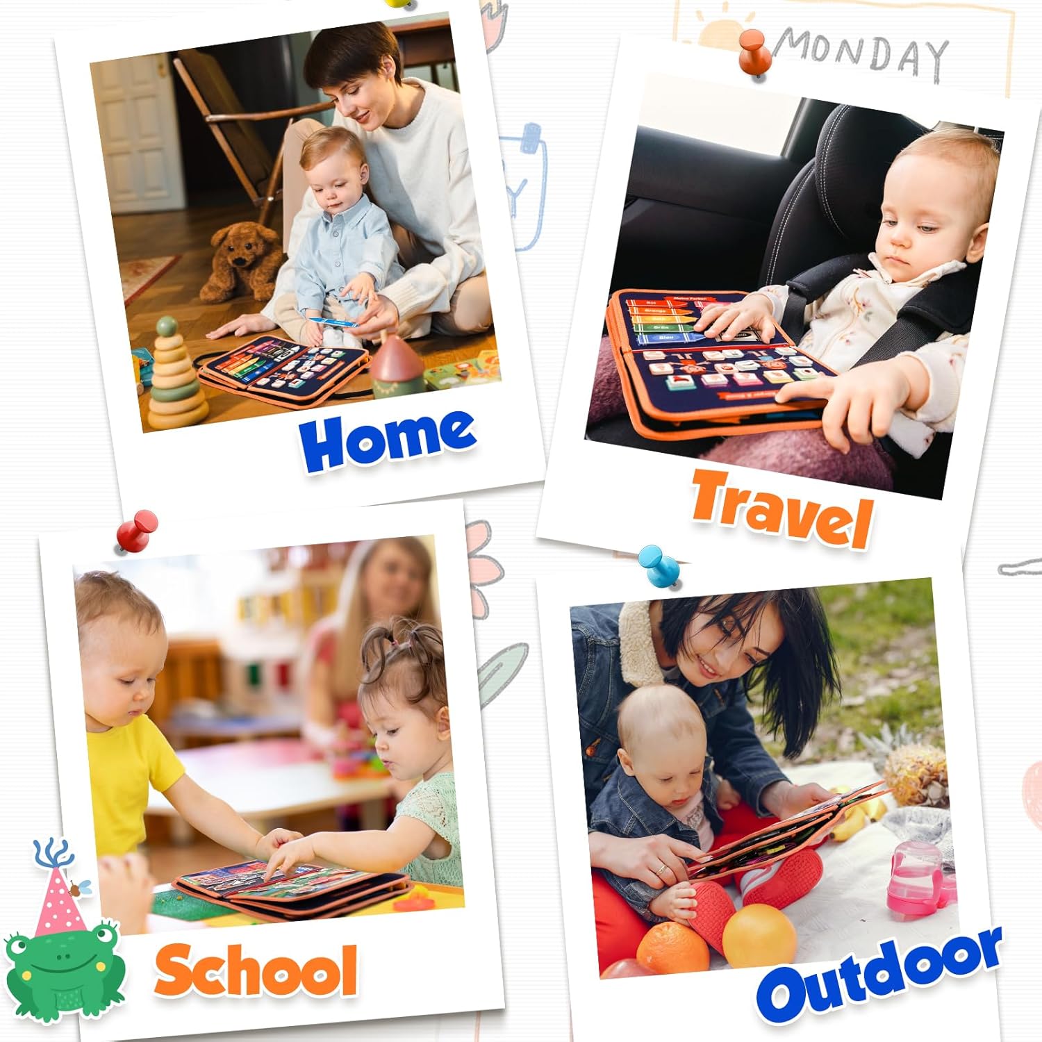 Montessori Busy Board/Quiet Book 8-seitig – Tierparty