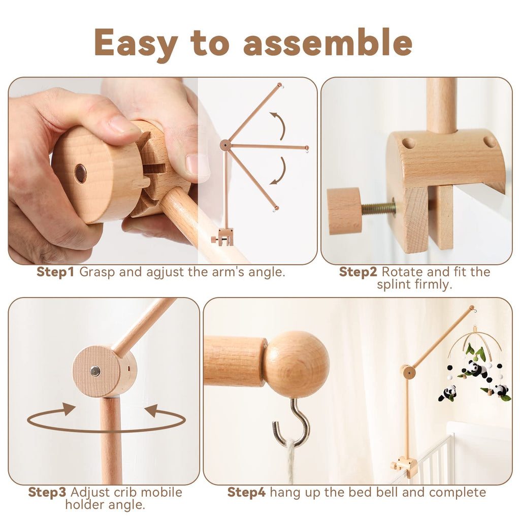 Mobile-Halter fürs Babybett – höhenverstellbar durch Drehung, stabil & leise