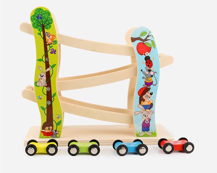Montessori Rutschbahn Holz – Auto-Rutsche für Kleinkinder