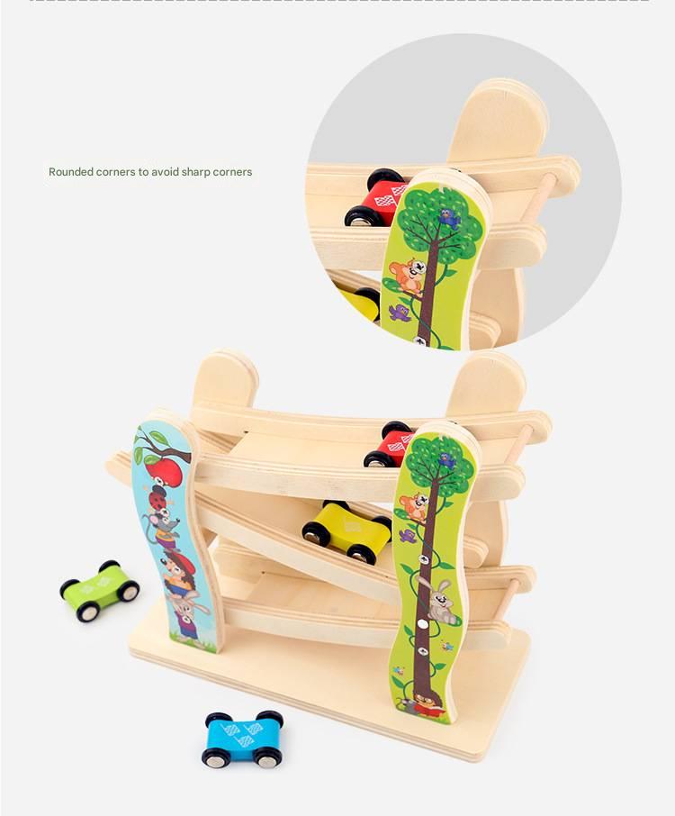 Montessori Rutschbahn Holz – Auto-Rutsche für Kleinkinder