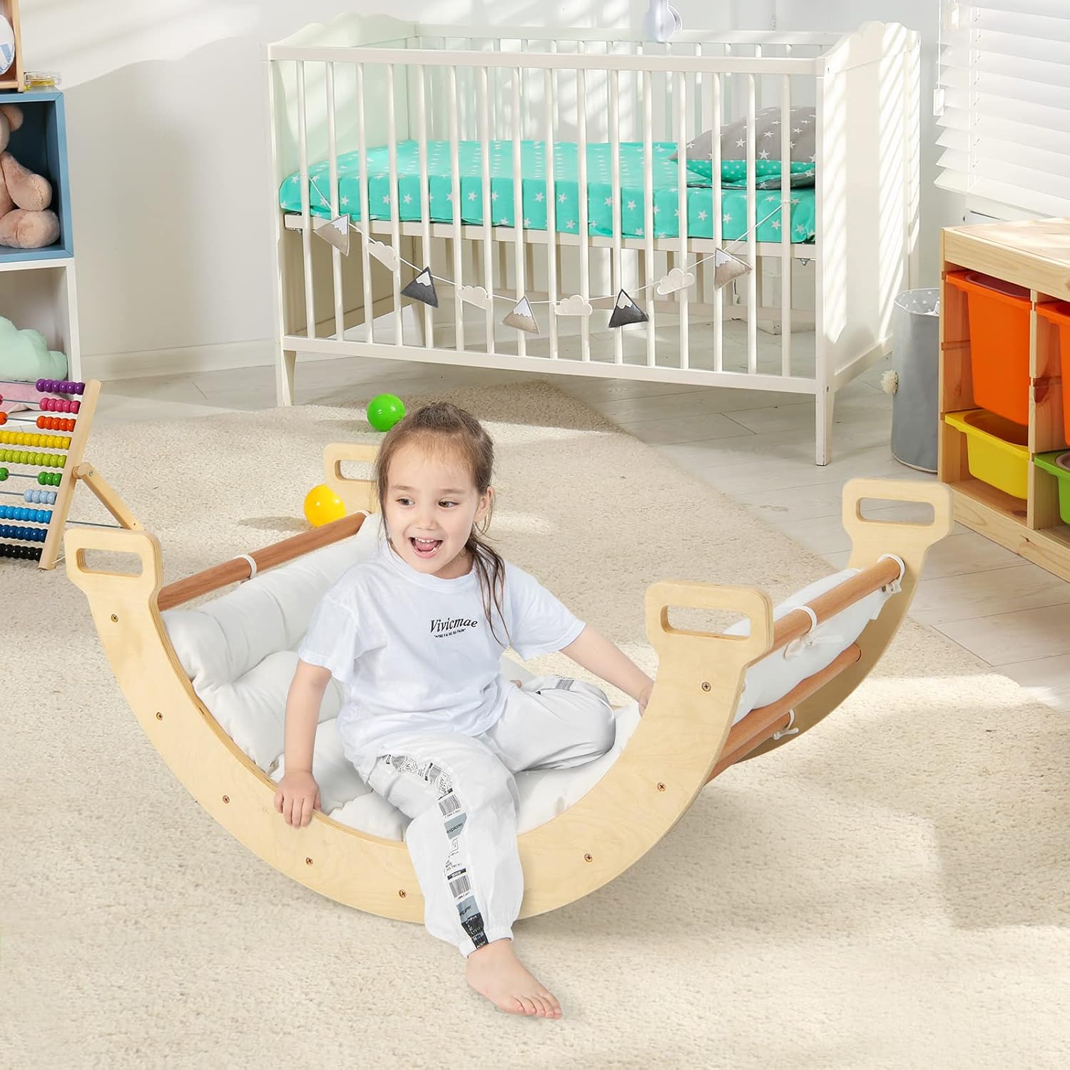 Montessori 3-in-1 Kletterbogen – Baby Gym & Schaukel (Mit Polster)