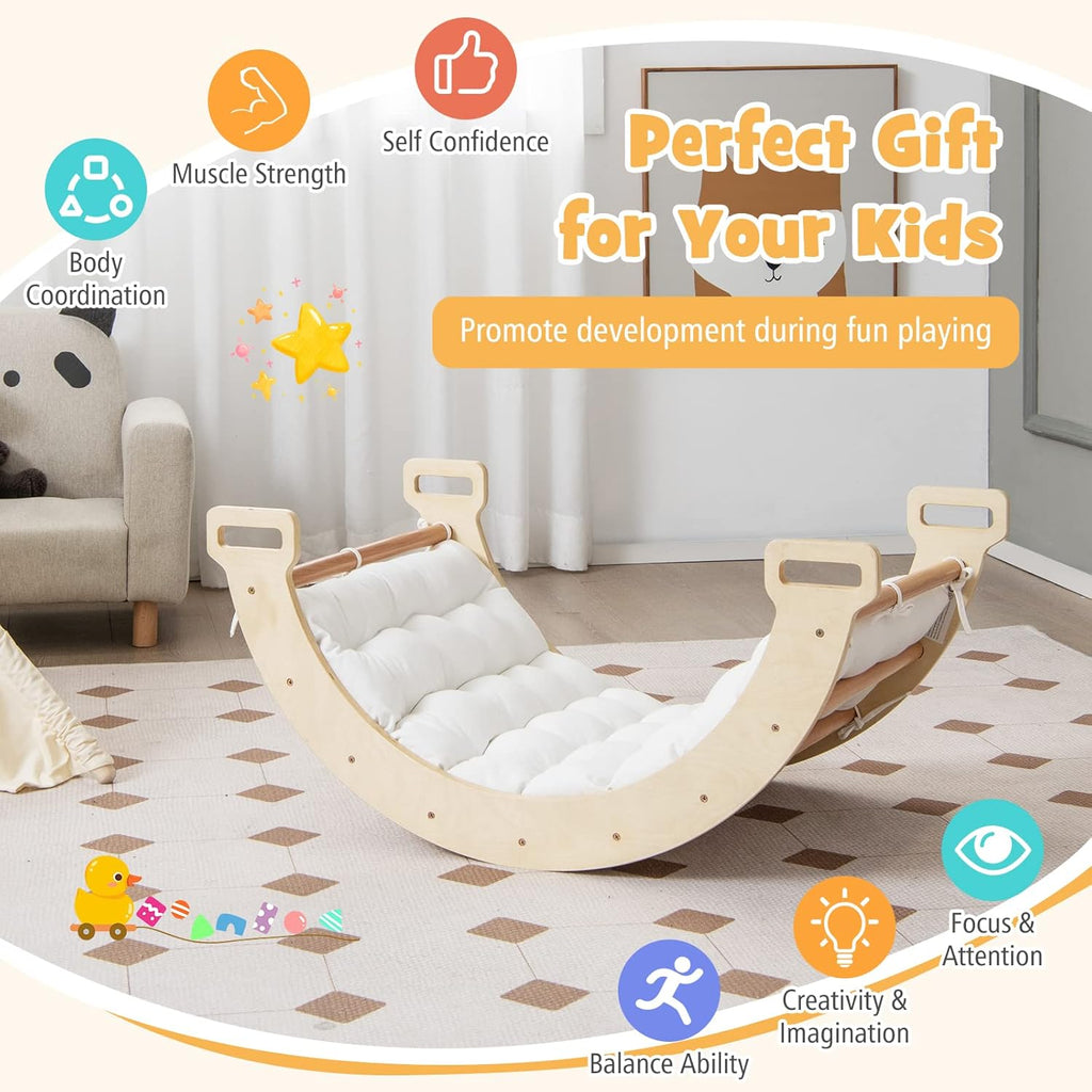Montessori 3-in-1 Kletterbogen – Baby Gym & Schaukel (Mit Polster)