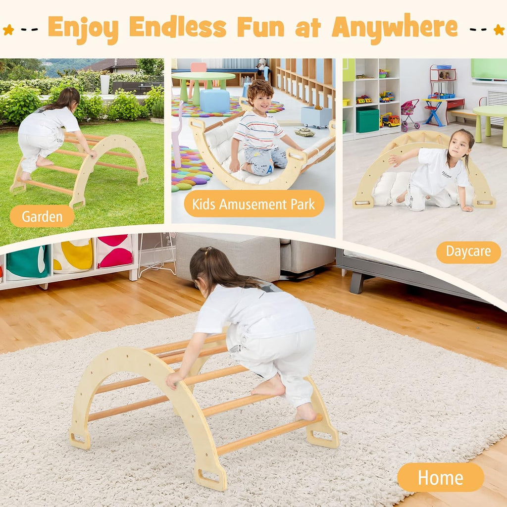 Montessori 3-in-1 Kletterbogen – Baby Gym & Schaukel (Mit Polster)