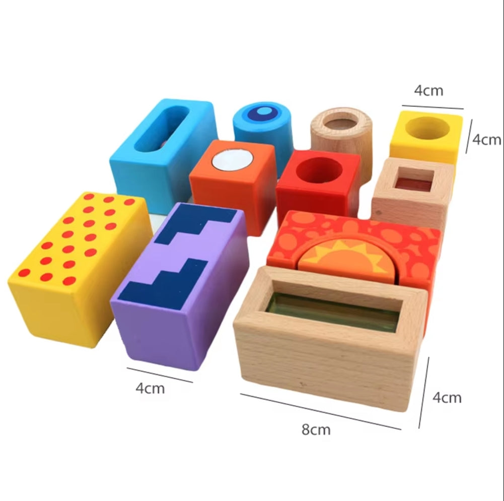 Sound Blocks 12 bunte Holzklötze, die Geräusche erzeugen