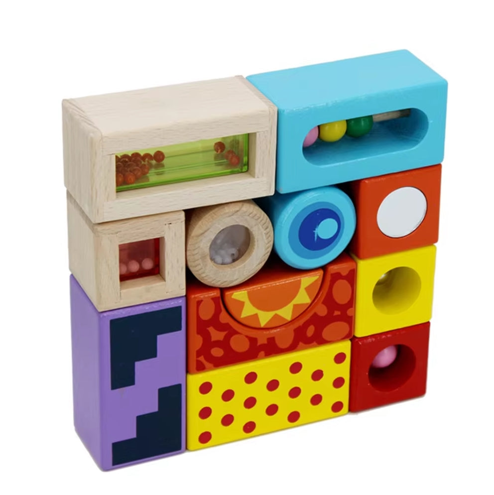 Sound Blocks 12 bunte Holzklötze, die Geräusche erzeugen