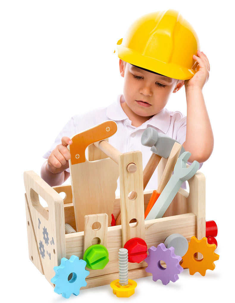 Montessori Werkzeugkasten Holz – Rollenspiel & Bau-Set