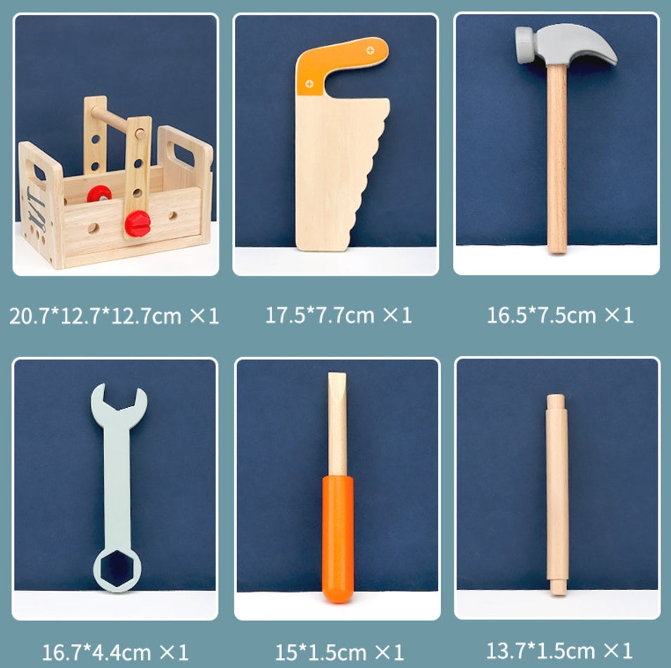 Montessori Werkzeugkasten Holz – Rollenspiel & Bau-Set