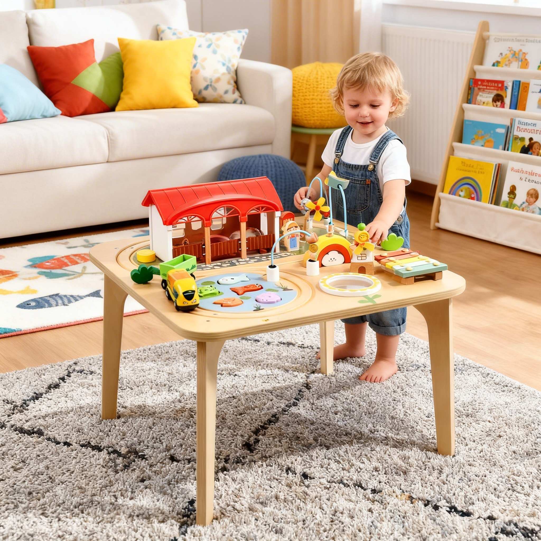 9-in-1 Holz-Aktivitätstisch | All-in-One Lernzentrum für Kleinkinder
