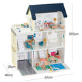 Montessori Puppenhaus aus Holz – 3 Etagen Villa mit Garage & Möbeln (XXL)