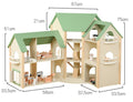 Montessori Puppenhaus aus Holz – Erweiterbare Spielvilla mit 3 Häusern & Möbeln