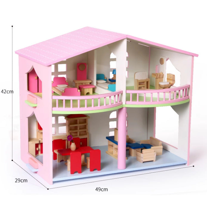 Montessori Puppenhaus aus Holz – Offenes Spielhaus mit Möbeln
