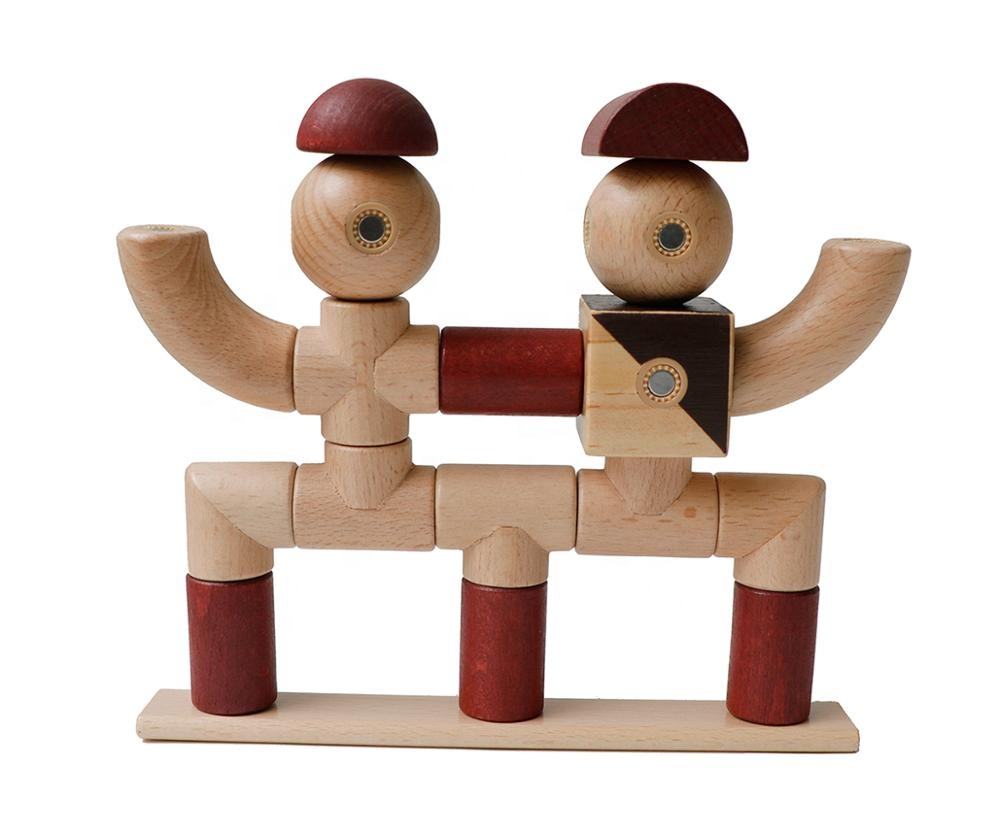 Montessori Holz Magnet Bausteine – Lernspielzeug & Kreatives Konstruktionsspiel ab 3 Jahren