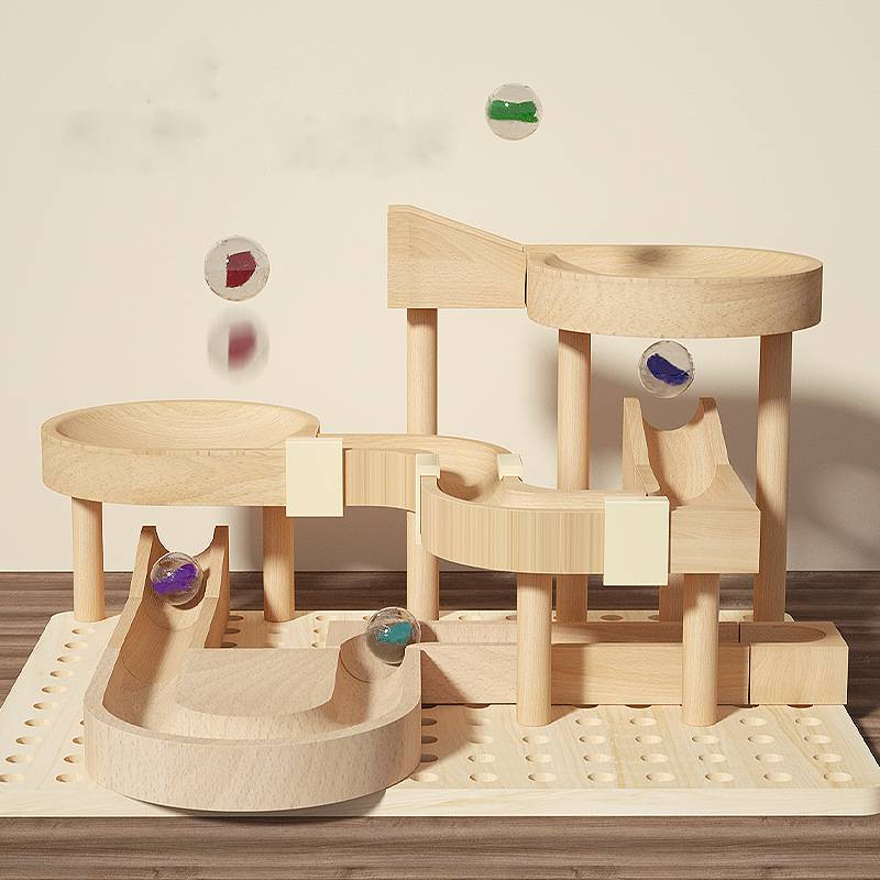 Montessori Murmelbahn Holz – Kreativer Konstruktions-Spaß