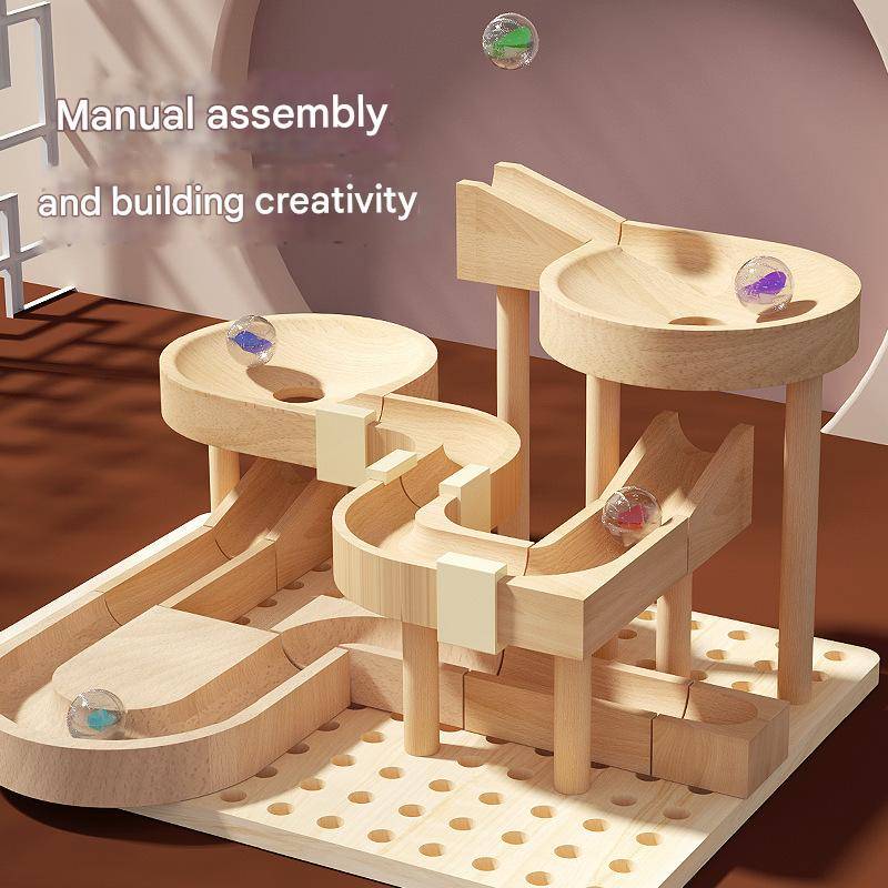 Montessori Murmelbahn Holz – Kreativer Konstruktions-Spaß