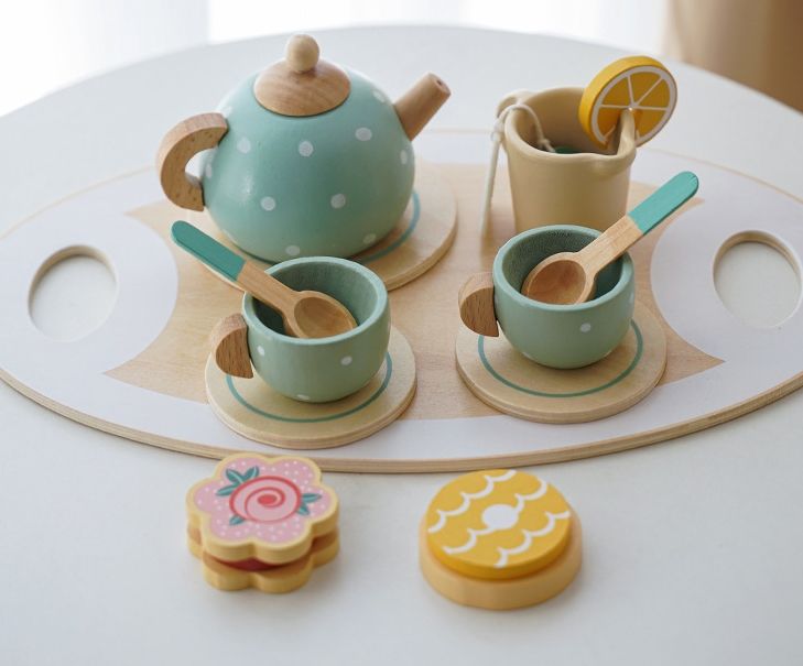 Montessori Holz Teeset Kinder – Rollenspiel Küchenspielzeug